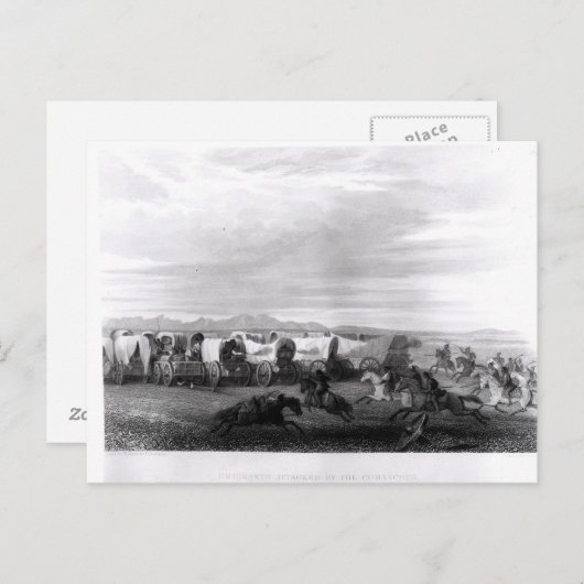 コマンチェによって攻撃される移民 ポストカード (正面/裏面)