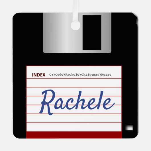 コマンドプロンプト応答付き両面フロッピーディスク メタルオーナメント (正面)