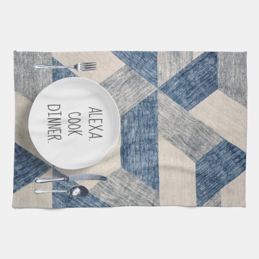 コマンド付きホワイトディナープレート キッチンタオル (横)