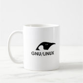 コマンド・ラインが付いているGNU/Linuxのペンギンのロゴのマグ コーヒーマグカップ (左)