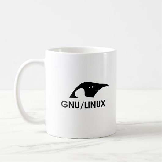 コマンド・ラインが付いているGNU/Linuxのペンギンのロゴのマグ コーヒーマグカップ (左)