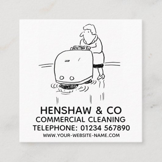 コマーシャル・クリーニングのプロモーション スクエア名刺 (正面)