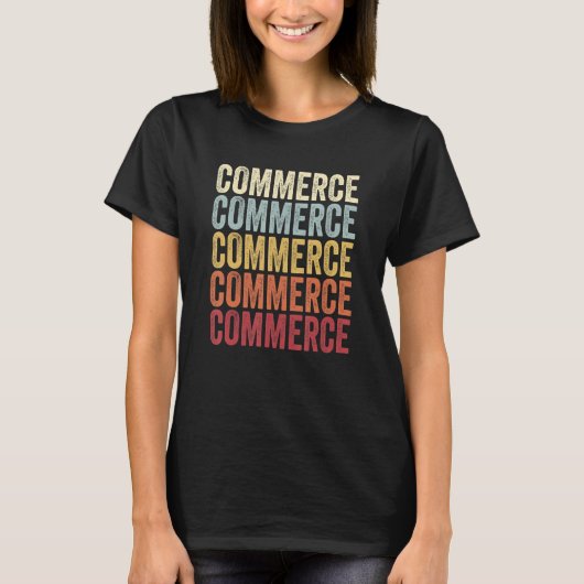 コマーステキサス州コマースTXレトロヴィンテージ文字 Tシャツ (正面)