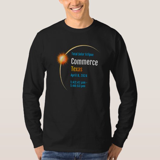コマーステキサス州Tx Total 太陽の Eclipse 2024 1 Tシャツ (正面)