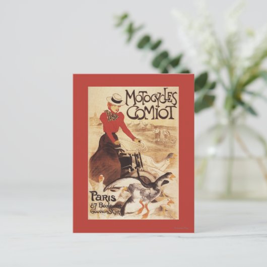 コミオ・モトサイクルズ女性とゲーゼのプロモポスター ポストカード (スタンド正面)