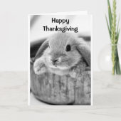 コミカルなウサギが **ハッピータンクスギビング** と言っています シーズンカード (正面)