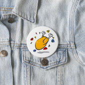 コミカルなキャラクターのローストチキンが落下 缶バッジ