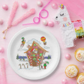 コミカルなクリスマスシーン サンタとエルフとルドルフ ペーパープレート (パーティー)