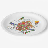 コミカルなクリスマスシーン サンタとエルフとルドルフ ペーパープレート (アングル)