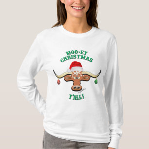コミカルなクリスマスロングホーンの舵 Tシャツ