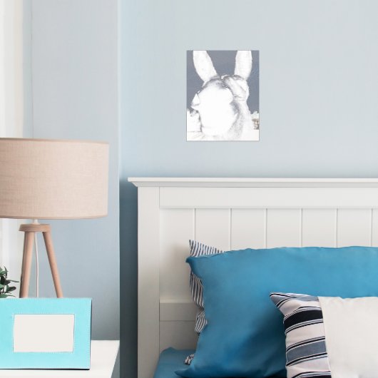 コミカルなグレーの笑顔のロバ 箔ポスター (インサイチュ (寝室))