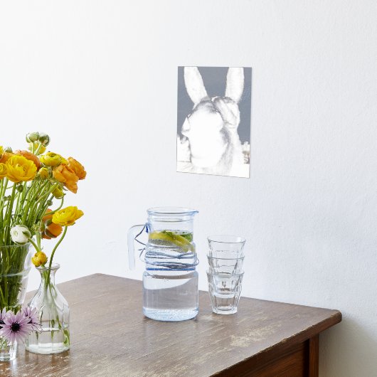 コミカルなグレーの笑顔のロバ 箔ポスター (レイダウン (キッチン))