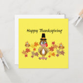 コミカルなトルコと友人の感謝祭 カード (正面/裏面インサイチュ)