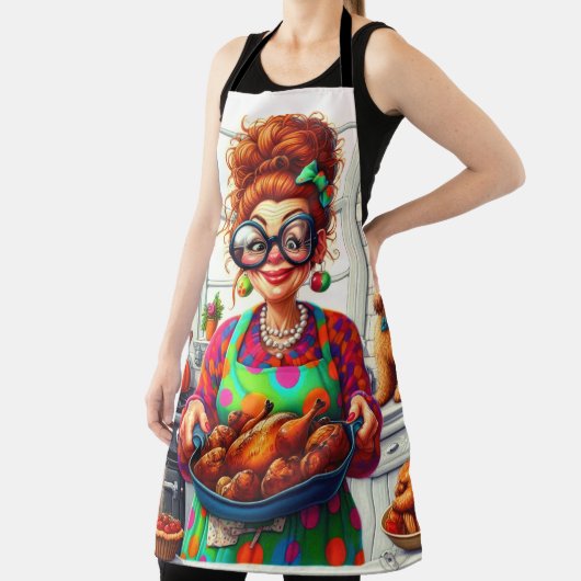 コミカルな女性料理人 エプロン (インサイチュ)