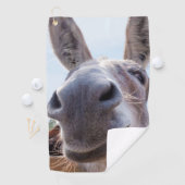 コミカルな灰色の笑顔のロバ ゴルフタオル (インサイチュ)