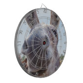 コミカルな灰色の笑顔のロバ ダーツボード (正面左)