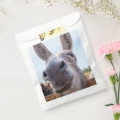 コミカルな灰色の笑顔のロバ フェイバーバッグ (封をした状態)