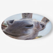 コミカルな灰色の笑顔のロバ ペーパープレート (アングル)