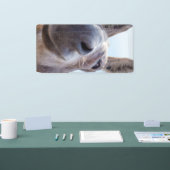 コミカルな灰色の笑顔のロバ 横断幕 (トレードショー)