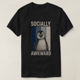 コミカルな社会的ぎこちなさペンギン レトロ ユーモア Tシャツ