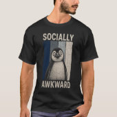 コミカルな社会的ぎこちなさペンギン レトロ ユーモア Tシャツ (正面)