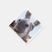 コミカルな笑顔の灰色のロバ スタンダードカクテルナプキン (角)