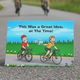 コミカルな自転車の誕生日ケーキの混乱 自転車に乗る人 カード