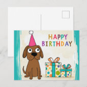 コミカルな茶色の犬の誕生日カードカラフルギフト ポストカード (正面/裏面)