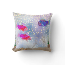 コミカルな魚の泡と海草