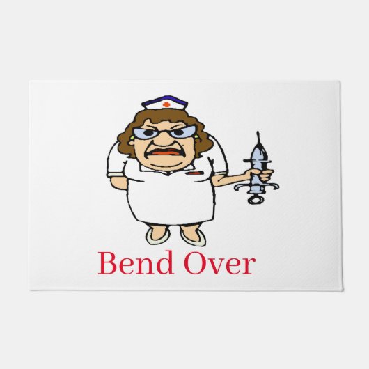 コミカルナース、文字の追加、フロアマットのパーソナライズ ドアマット (正面)