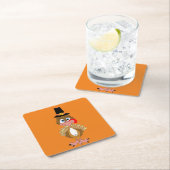 コミカル感謝祭トルコ スクエアペーパーコースター (インサイチュ)