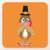 コミカル感謝祭トルコ スクエアペーパーコースター (正面)