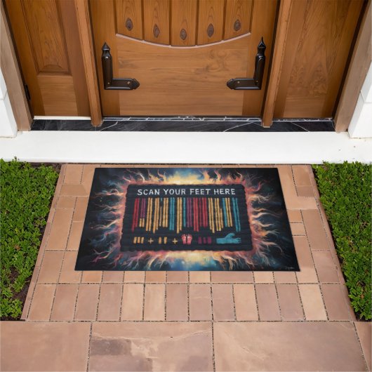 コミカル足インプレッションバーコード ドアマット (室外)