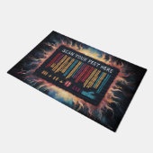 コミカル足インプレッションバーコード ドアマット (アングル)