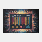 コミカル足インプレッションバーコード ドアマット (正面)