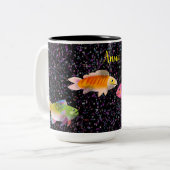 コミカル&おもしろい魚カラフル付きマグカップ ツートーンマグカップ (正面左)