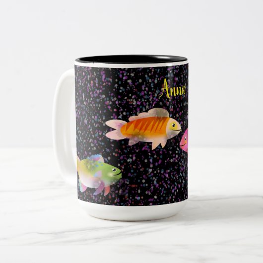 コミカル&おもしろい魚カラフル付きマグカップ ツートーンマグカップ (正面左)