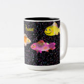 コミカル&おもしろい魚カラフル付きマグカップ ツートーンマグカップ (正面右)