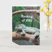 コミカル・トカゲは「ハッピーバースデー」と言う カード (黄色い花)