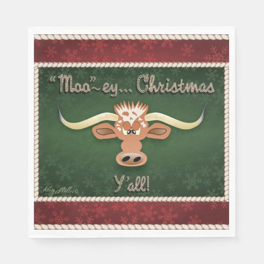 コミカル・ロングホーン・ステア スタンダードランチョンナプキン (正面)