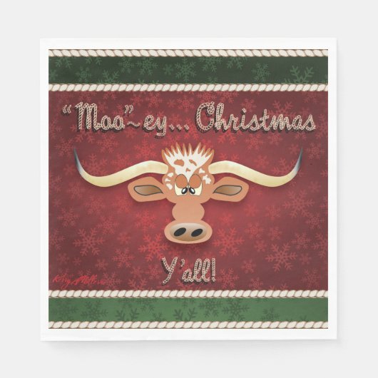 コミカル・ロングホーン・ステア スタンダードランチョンナプキン (正面)