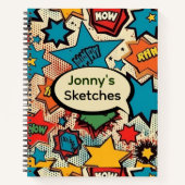 コミックのパーソナライズされたスケッチ ノートブック (正面)