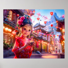 コミックガールと小さな手の竜ファンタジー ポスター