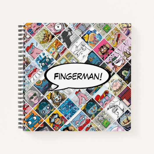 コミックキャラクターのパターン キッズ スピーチ バブル 名前 ノートブック (正面)