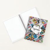 コミックキャラクター柄 キッズ スピーチバブル 名前 ノートブック (内部)