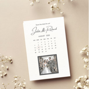 コミックスタイルのカップルイラスト Save The Date 招待状