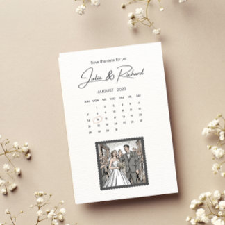 コミックスタイルのカップルイラスト Save The Date 招待状