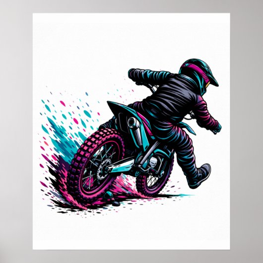 コミックスタイルのモトクロスライダー泥はね ポスター (正面)