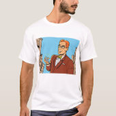 コミックスタイルの携帯電話を覗く男性 Tシャツ (正面)