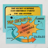 コミックスタイルの極秘サプライズ 招待状 (正面/裏面)